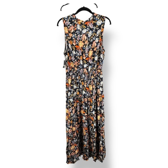 MSK Medium NWT Floral Maxi Dress Ruffle Neck Tie Keyhole Boho Costal Grandma - Picture 6 of 7